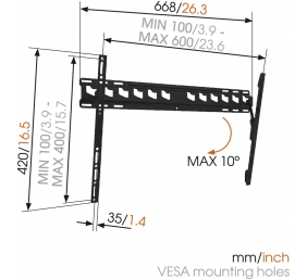 Vogels | Wall mount | MA4010-A1 | Tilt | 40-65 " | Maximum weight (capacity) 60 kg | Black