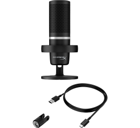 HyperX DuoCast Mikrofonas USB-C, 3.5mm jack, RGB Lighting, Juoda