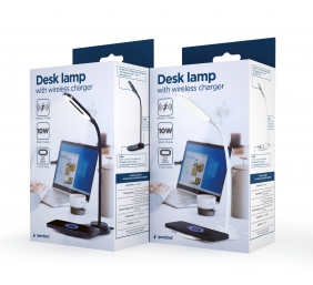 Gembird TA-WPC10-LED-01 Desk lamp with wireless charger, Black | Cold white, warm white, natural 2893-7072 K | Phone or tablet with built-in Qi wireless charging