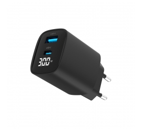 Gembird 2-port 30W USB fast charger, LCD | TA-UC-PDQC30LCD-BK-01