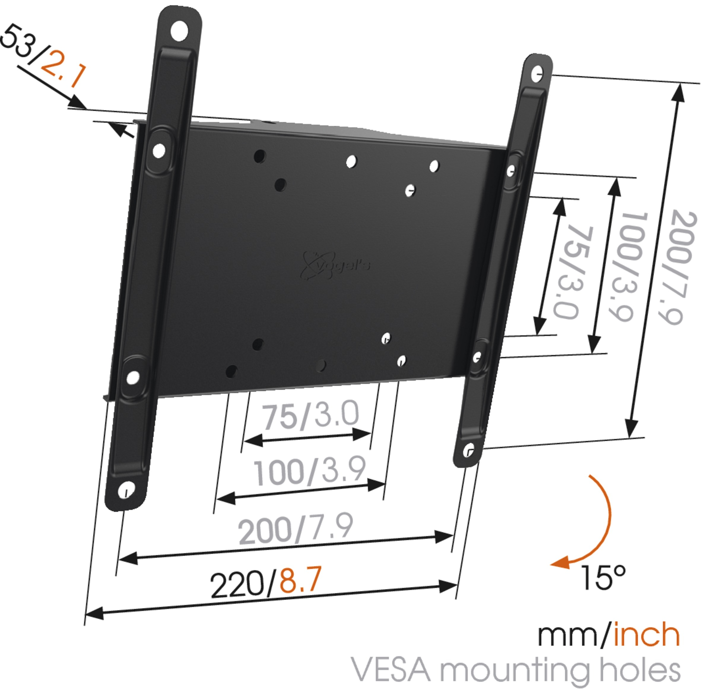 Vogels | Wall mount | MA2010-A1 Tilt | Tilt | 26-40 " | Maximum weight (capacity) 30 kg | Black