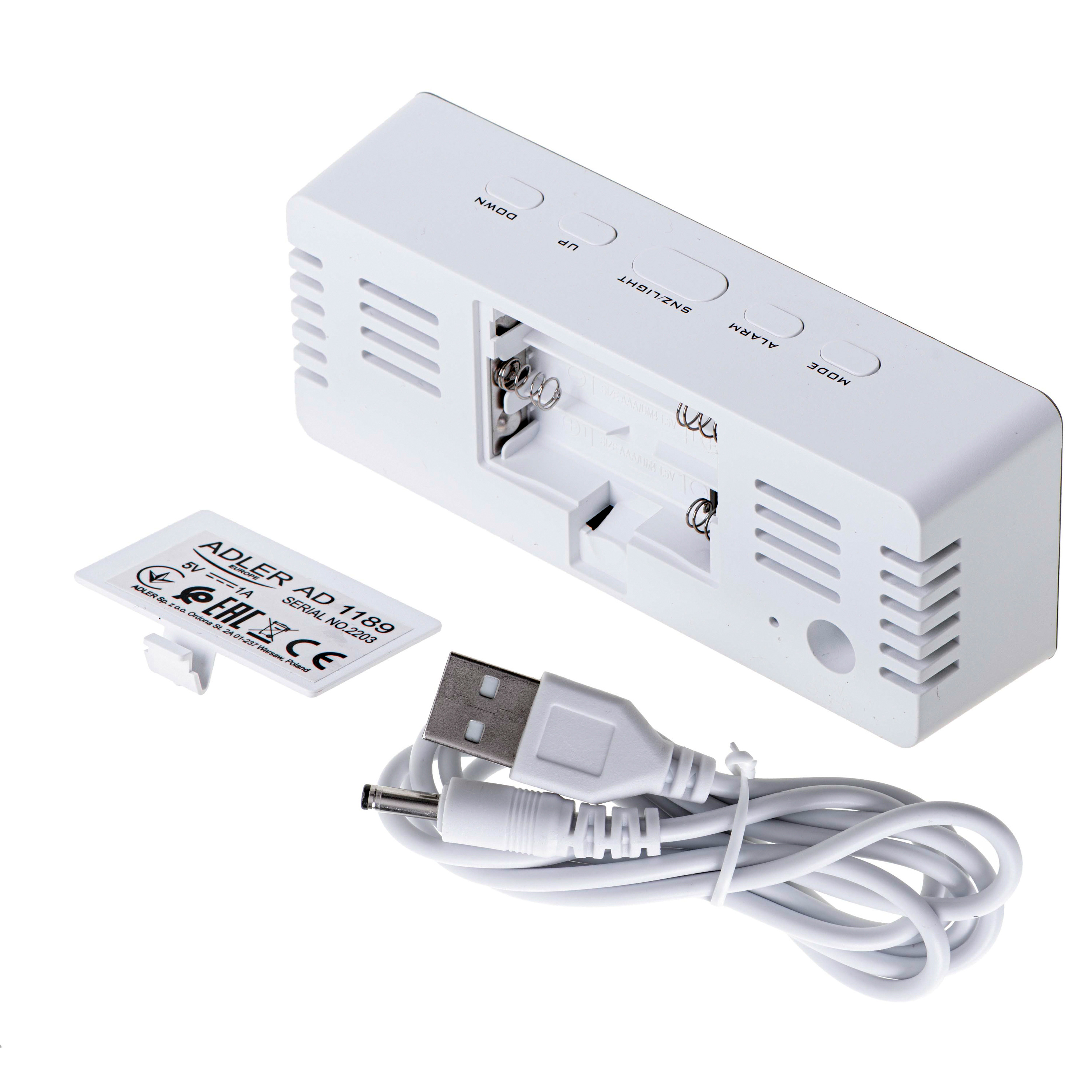 Adler | Alarm Clock | AD 1189W | Alarm function | White