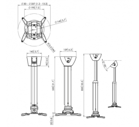 Vogels | Projector Ceiling mount | PPC1555W | Maximum weight (capacity) 15 kg | White