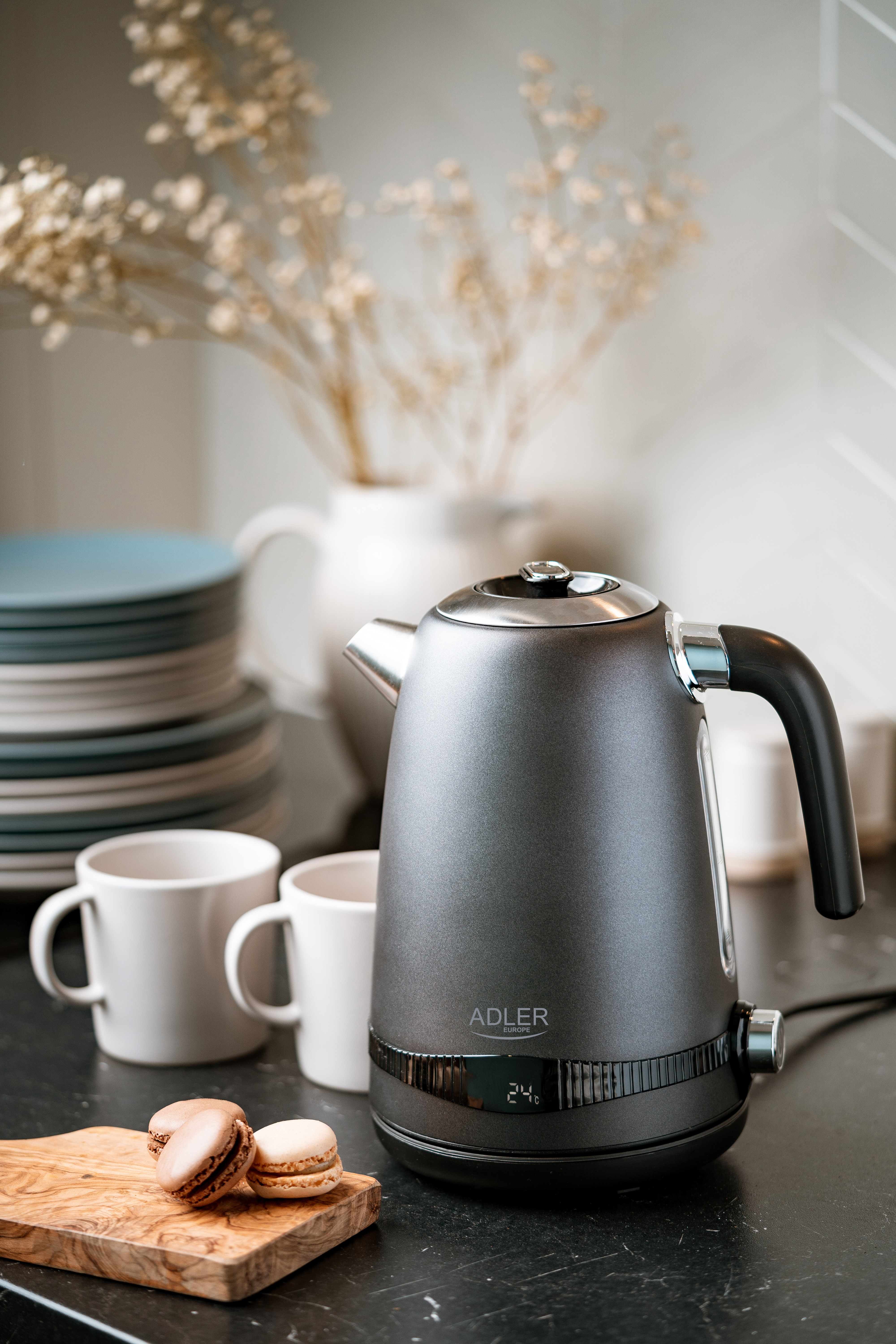 Adler Kettle | AD 1295g SS | Electric | 2200 W | 1.7 L | Stainless Steel | 360° rotational base | Grey