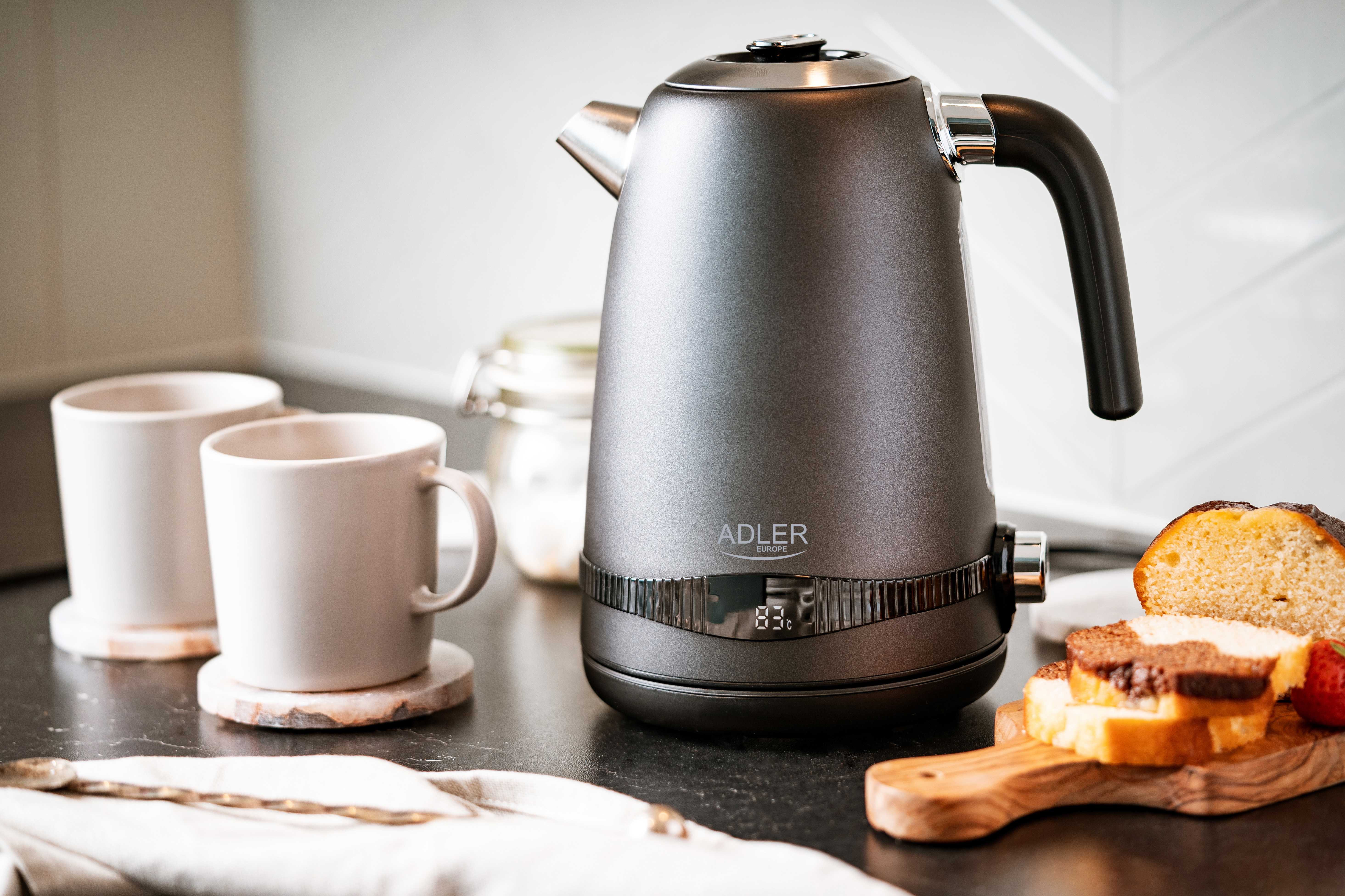 Adler Kettle | AD 1295g SS | Electric | 2200 W | 1.7 L | Stainless Steel | 360° rotational base | Grey