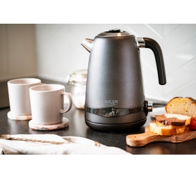 Adler Kettle | AD 1295g SS | Electric | 2200 W | 1.7 L | Stainless Steel | 360° rotational base | Grey