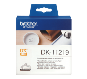 Brother DK-11219 (DK11219) Round Labels, Black on White, 12 mm, 1200 labels per roll