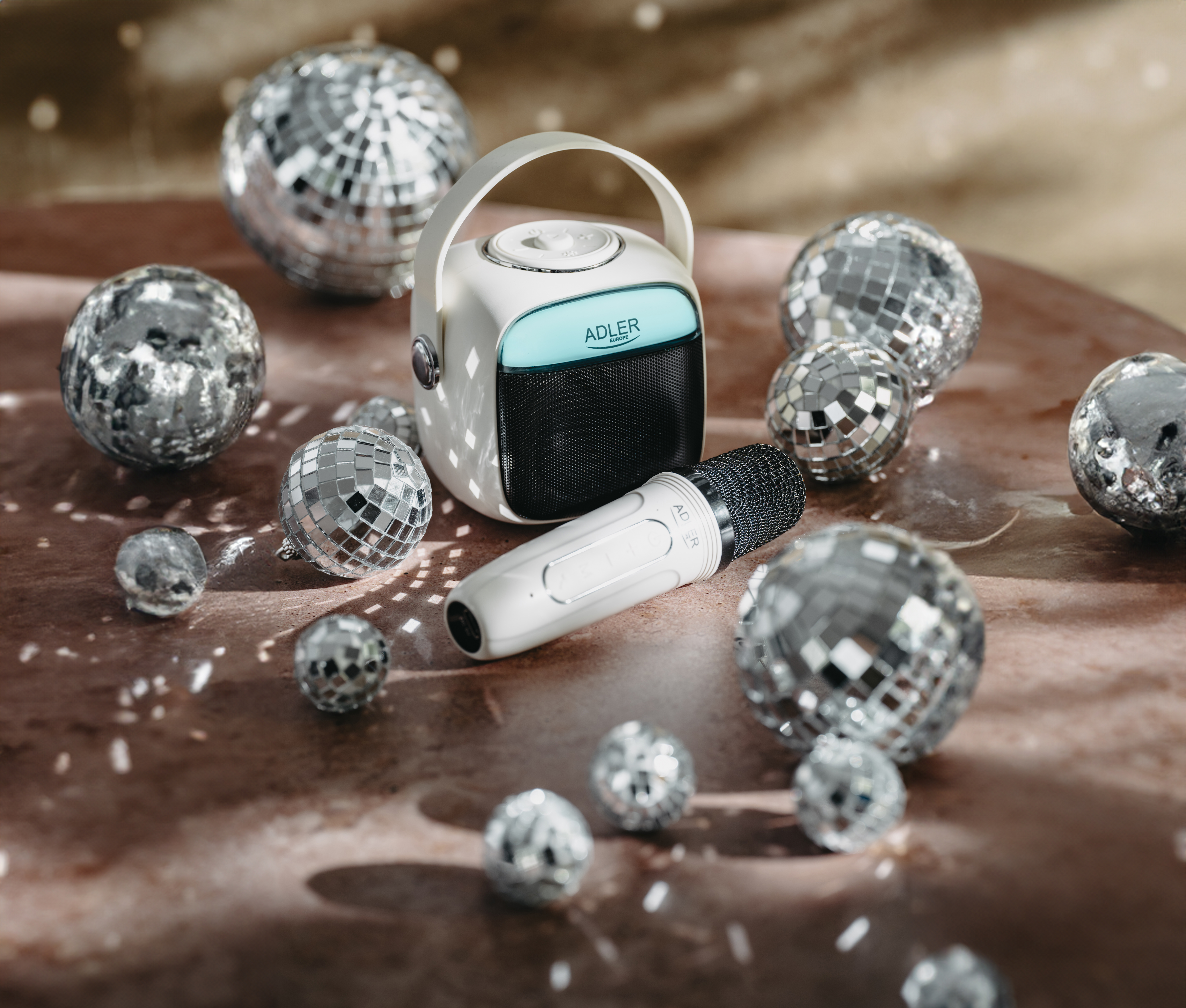 Adler Karaoke Speaker With Microphone | AD 1199W | Bluetooth | White | Portable | Wireless connection