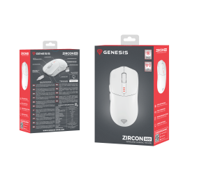 Genesis Zircon 500 | Wireless/Wired | Gaming Mouse | 2.4 GHz, Bluetooth, USB | White