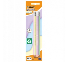 BIC Pieštukai su trintuku Evolution Pastel HB, 5 vnt. rinkinys, įvairių pastelinių korpuso spalvų