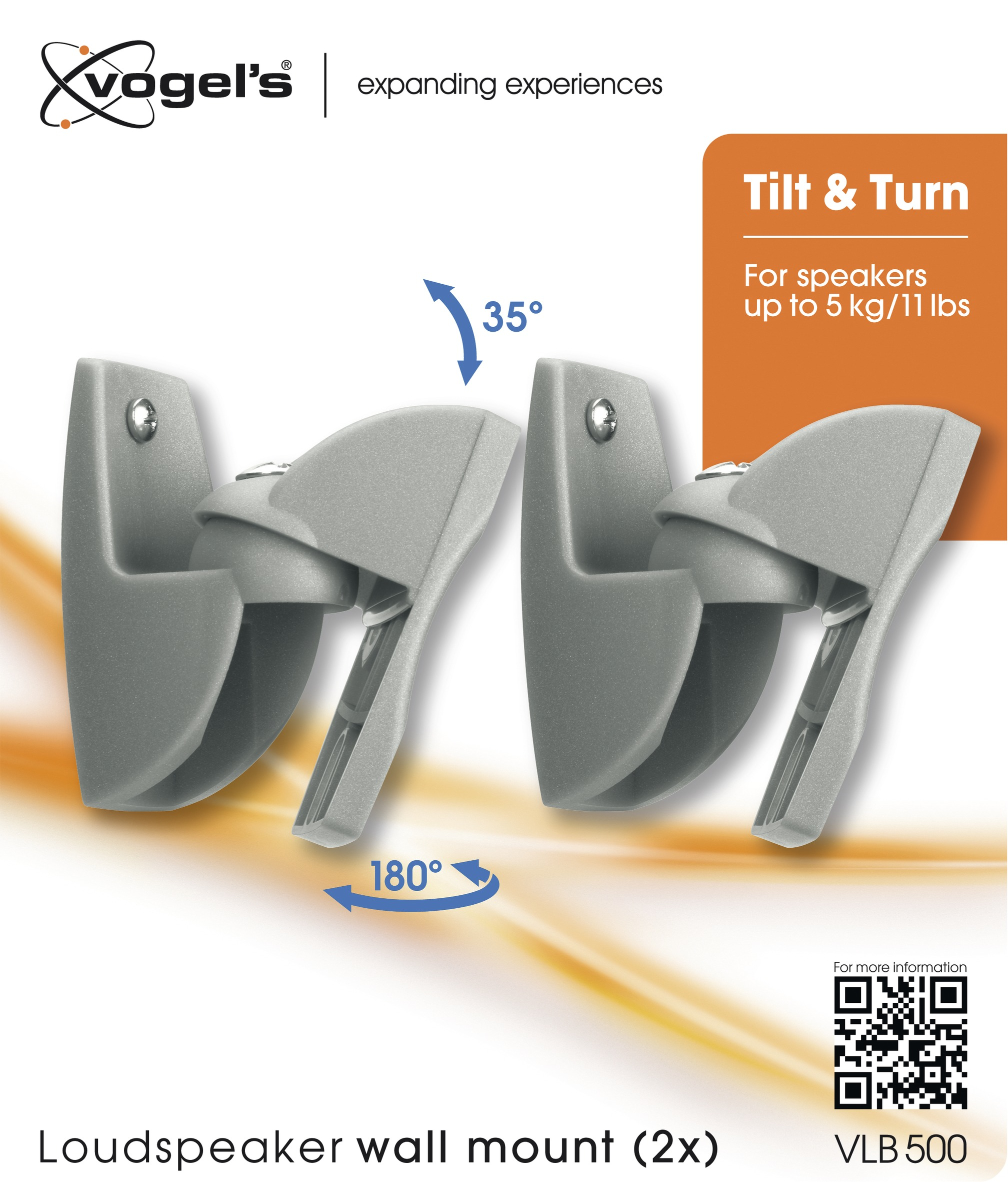 Vogels | Loundspeaker Mount | VLB500 2 pcs. | Turn, Tilt | Maximum weight (capacity) 5 kg | Black