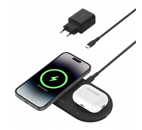 Belkin | 2-in-1 Wireless Magnetic Charging Station with Qi2 (15W) | WIZ021vfBK