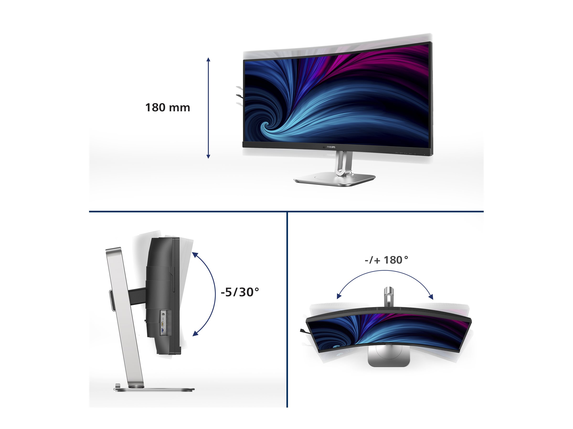 Philips 34B2U5600C/00 | 34 " | VA | 21:9 | 60 Hz | 4 ms | 3440 x 1440 pixels | 300 cd/m² | HDMI ports quantity 2
