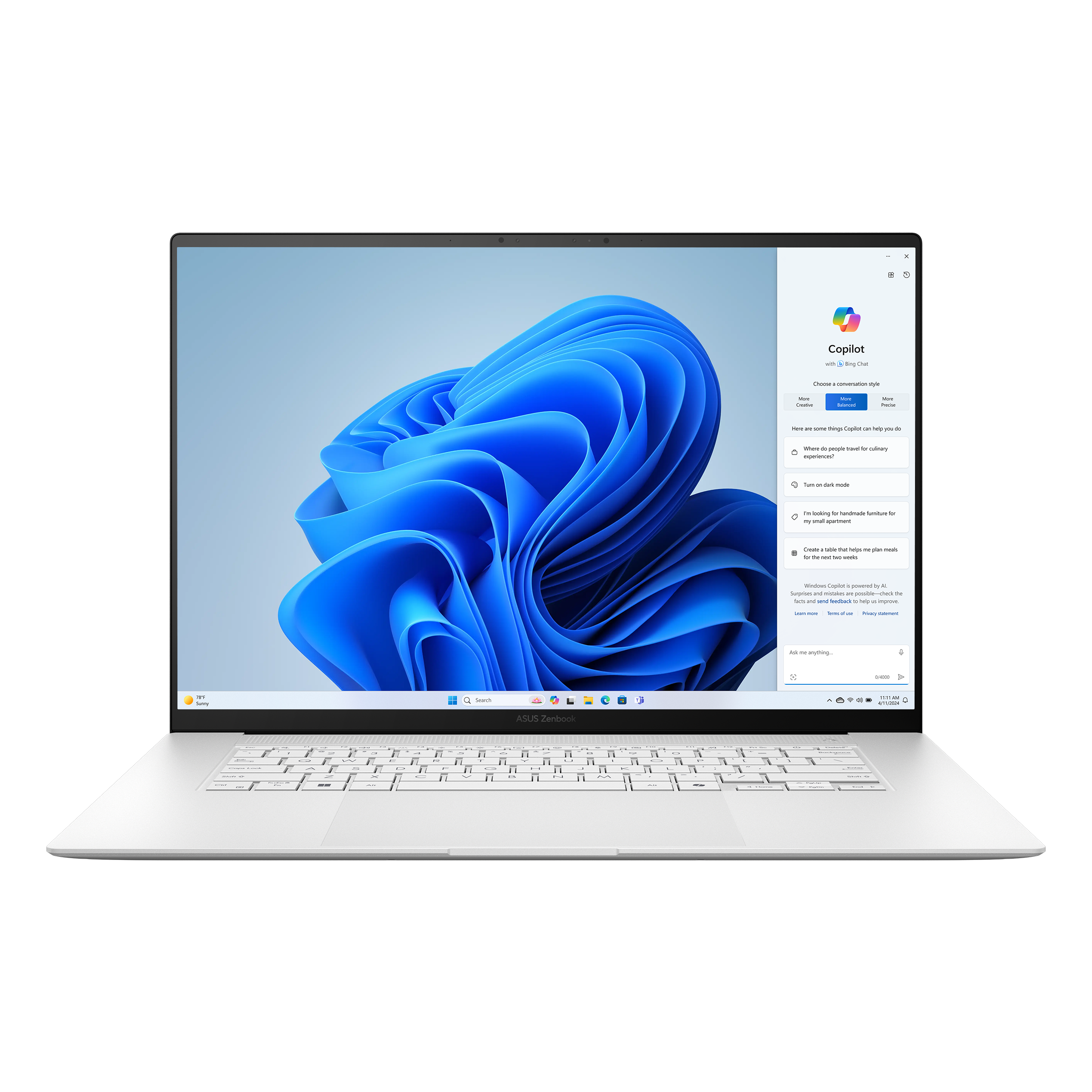 Asus | Zenbook S 16 OLED UM5606WA-RK217W | Scandinavian White | 16 " | OLED | 3K | 2880 x 1800 pixels | 120 Hz | Glossy | AMD Ryzen AI 9 | 365 | 24 GB | LPDDR5X | Solid-state drive capacity 1000 GB | AMD Radeon Graphics | Windows 11 Home | 802.11be | Blue