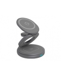 Raidsonic 3 in 1 foldable magnetic charging stand for mobile phone, earpods and smartwatch, Aluminium | Icy Box IB-SH101-CH