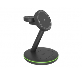 Raidsonic 3 in 1 wireless charging stand, magnetic, for mobile phone, earpods and smartwatch, Plastic | Icy Box IB-SH102-CH