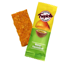 Tropicks Džiovintų mangų, pasiflorų batonėlis, 20 g