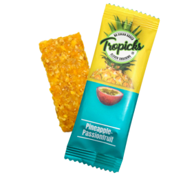 Tropicks Džiovintų ananasų, pasiflorų batonėlis, 20 g