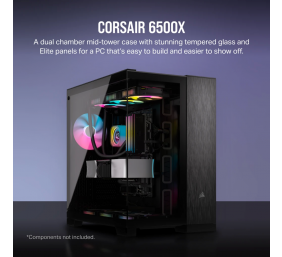 Corsair Dual Chamber PC Case | 6500X | Black/Obsidian Aluminum | Mid-Tower | Power supply included No | ATX