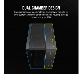 Corsair Dual Chamber PC Case | 6500X | Black/Obsidian Aluminum | Mid-Tower | Power supply included No | ATX
