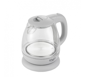 Adler | Kettle | AD 1283G | Standard | 1100 W | 1 L | Plastic/Glass | 360° rotational base | Grey