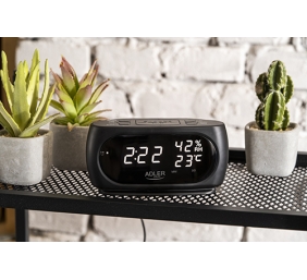 Adler | Clock with Thermometer | AD 1186 | Black