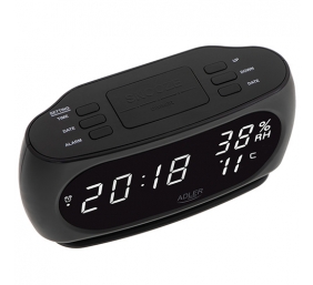 Adler | Clock with Thermometer | AD 1186 | Black