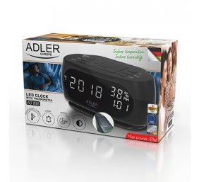 Adler | Clock with Thermometer | AD 1186 | Black