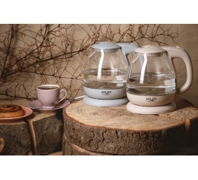 Adler | Kettle | AD 1283C | Electric | 900 W | 1 L | Glass/Stainless steel | 360° rotational base | Cream