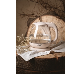 Adler | Kettle | AD 1283C | Electric | 900 W | 1 L | Glass/Stainless steel | 360° rotational base | Cream