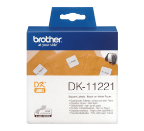 Brother DK-11221 (DK11221) Square Labels, Black on White, 23 mm, 1000 labels per roll