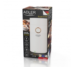 Adler | Coffee grinder | AD4446wg | 150 W | Coffee beans capacity 75 g | Lid safety switch | White