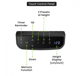 Reguliuojamo aukščio stalas Up Up Bjorn Baltas, Stalviršis M Juodas