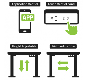 Reguliuojamo aukščio stalas Up Up Bjorn Baltas, Stalviršis M Juodas