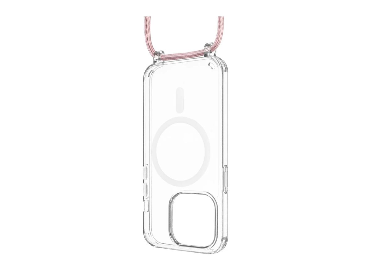 Fixed | MagPure Neck | Back Cover with Lanyard | Apple | iPhone 16 Pro Max | TPU | Clear, Pink