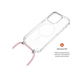 Fixed | MagPure Neck | Back Cover with Lanyard | Apple | iPhone 16 Pro Max | TPU | Clear, Pink
