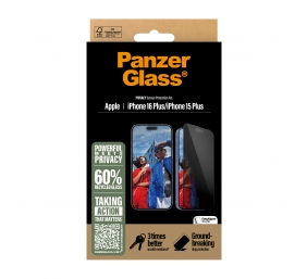 PanzerGlass Screen protector | Apple | iPhone 16 Plus/iPhone 15 Plus | Tempered glass | Black | Ultra-Wide Fit