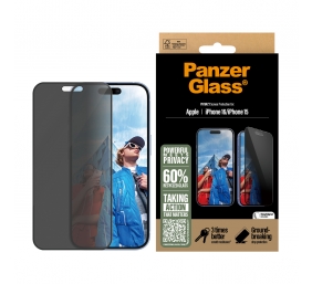 PanzerGlass Screen protector | Apple | iPhone 16/iPhone 15 | Glass | Black | Ultra-Wide Fit