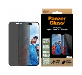 PanzerGlass Screen protector | Apple | iPhone 16/iPhone 15 | Glass | Black | Ultra-Wide Fit