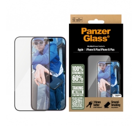PanzerGlass Screen protector | Apple | iPhone 16 Plus/iPhone 15 Plus | Glass | Transparent | Ultra-Wide Fit