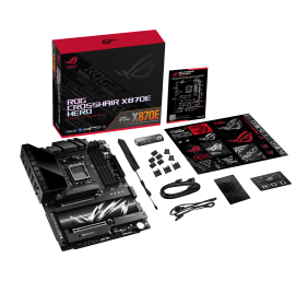 Asus ROG CROSSHAIR X870E HERO | Processor family AMD | Processor socket AM5 | DDR5 | Supported hard disk drive interfaces SATA, M.2 | Number of SATA connectors 4