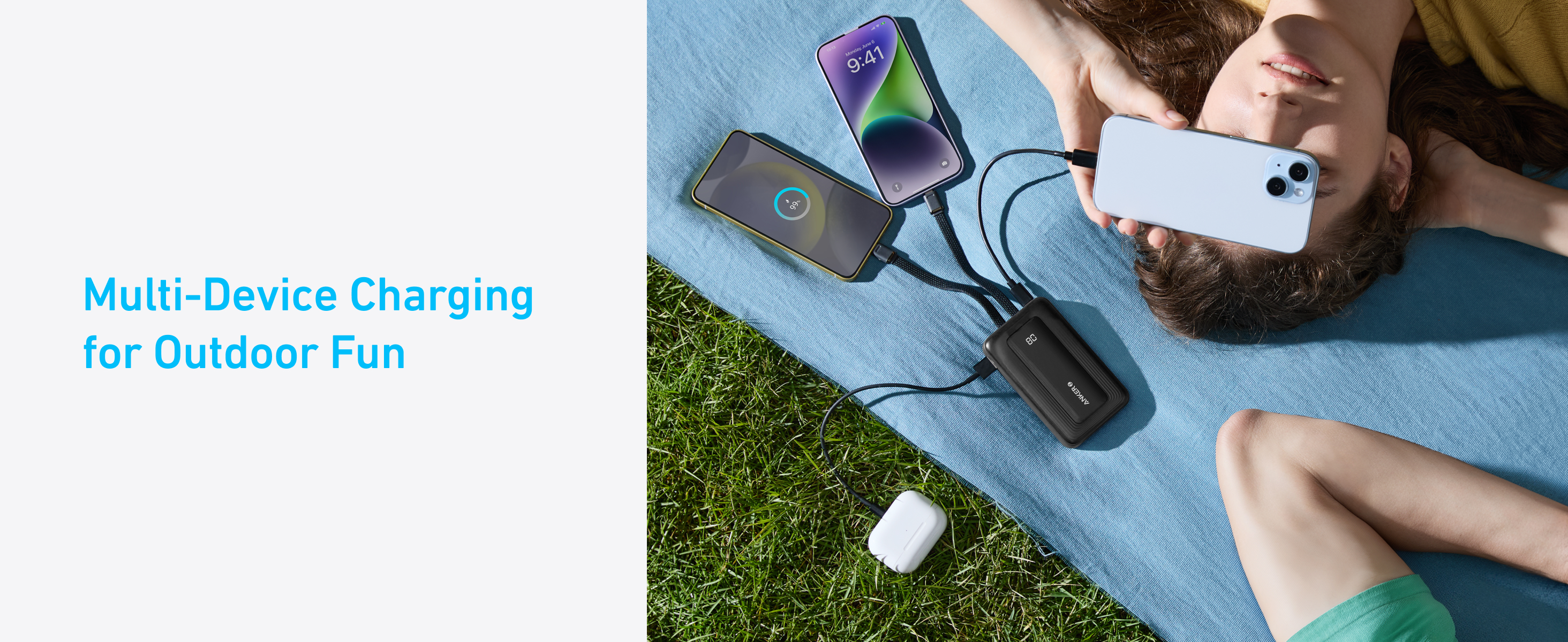 Anker | Power Bank | A1681G11 | 20000 mAh | USB-C 30W, Lightning 27W | Built-In USB-C and Lightning Cables | Black