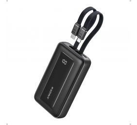 Anker | Power Bank | A1681G11 | 20000 mAh | USB-C 30W, Lightning 27W | Built-In USB-C and Lightning Cables | Black
