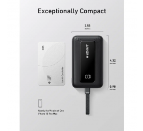 Anker Power Bank with Built-In USB-C Cable | A1688H11 | 10000 mAh | Black