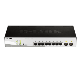 D-LINK DGS-1210-10P, Gigabit Smart III Switch with 8 10/100/1000Base-T PoE ports and 2 combo 1000Base-T/MiniGBIC (SFP) ports, 802.3x Flow Control, Port Trunking, 802.1Q VLAN, 802.1p Priority Queues, Port mirroring, Jumbo Frame support, 802.1D STP, ACL, LL