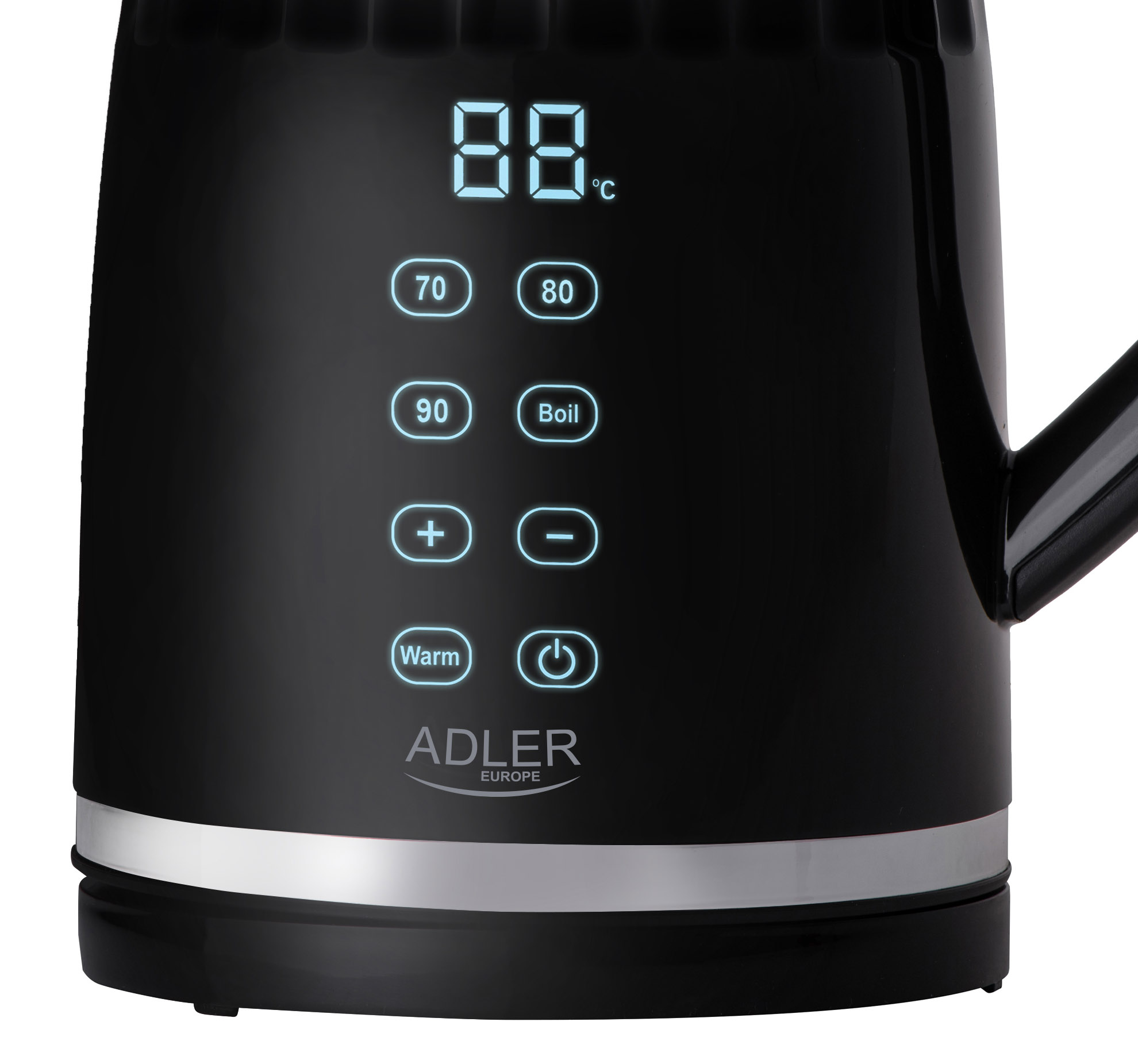 Adler Kettle with LED display | AD 1350 | Electric | 2200 W | 1.7 L | Stainless Steel | 360° rotational base | Black