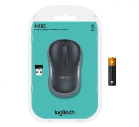 Logitech M185 Belaidė pelė, RF Wireless, 1000 DPI, Juoda/Pilka