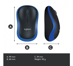 Logitech M185 Belaidė pelė, RF Wireless, 1000 DPI, Juoda/Mėlyna