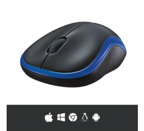 Logitech M185 Belaidė pelė, RF Wireless, 1000 DPI, Juoda/Mėlyna