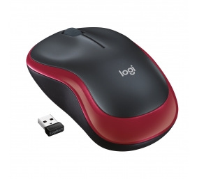 Logitech M185 Belaidė pelė, RF Wireless, 1000 DPI, Juoda/Raudona